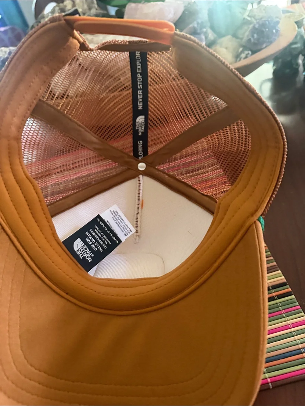 The North Face Tan Trucker Cap with Green Rope Accent